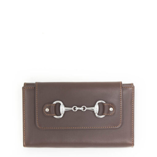 Wallet with Horsebit in Chocolate Brown