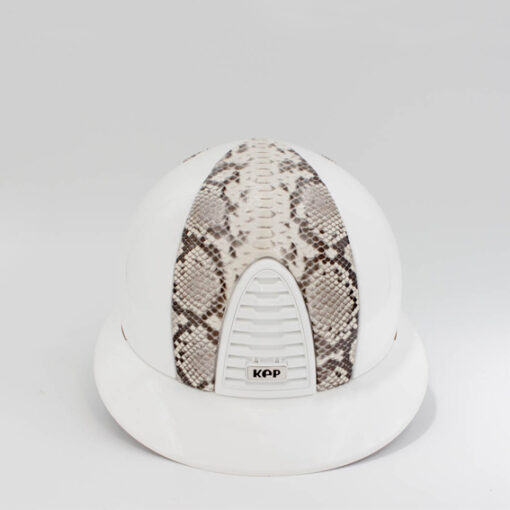 Kep Italia Riding Helmet Cromo 2.0 Polo Visor Polish White / Genuine Snake Beige - Size M (In Stock)