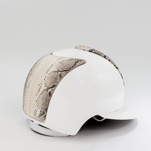 Kep Italia Riding Helmet Cromo 2.0 Polo Visor Polish White / Genuine Snake Beige - Size M (In Stock) - Image 2