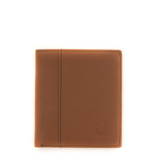 Men's Leather Wallet with Horseshoe Embossing Cognac