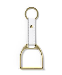 Maxi Schlüsselanhänger – Goldene Steigbügel | Lack Weiß