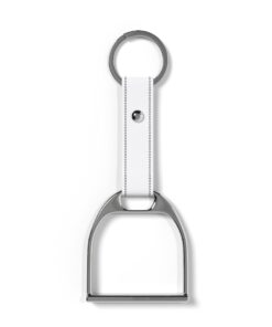 Maxi Schlüsselanhänger – Silberne Steigbügel | Lack Weiß