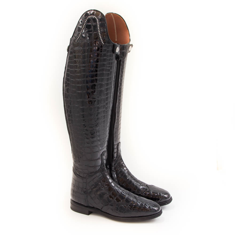 Celeris - Dressage Boot Amazona in Patent Black Faux-Croc- Size 38,5, H47, W34,5