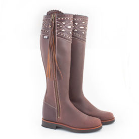R&L- Spanischer Reitstiefel Repujada Fettleder braun- Gummisohle-0