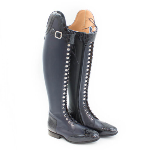 Celeris- Dressurstiefel Bia in Box Blau / Krokolack Navy- Gr.38 H47 W35,5-37