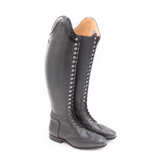 Celeris- Dressurstiefel Bia in Athrazit / Krokolack Schwarz- Gr.41 H48 W36,5-37,5