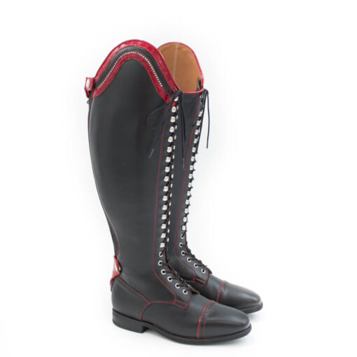 Celeris Jumping Boots Rita in Black / Red Gloss Faux Croc- Size 38, H43, W42-43 - Image 2