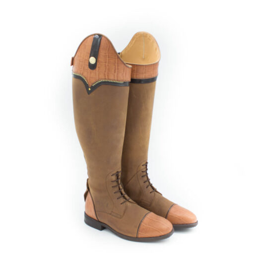 Celeris Jumping Boots Santiago in Nubuck Brown / Faux Croc Brown - Size 38, H43, W42-43 - Image 3