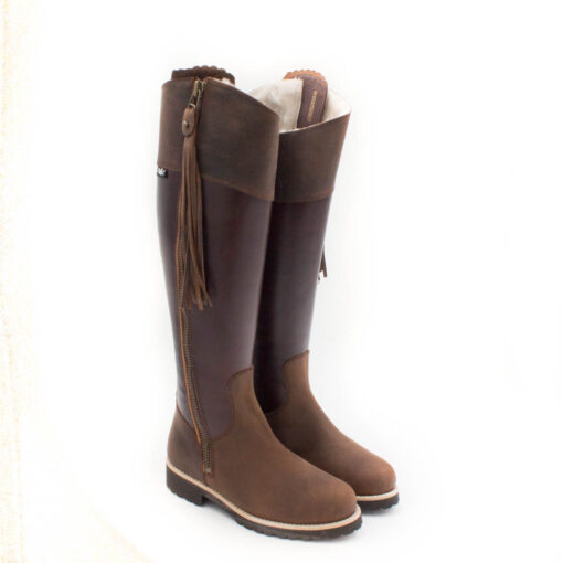 R&L- Spanischer Reitstiefel Campo mit Lammfell /Profilsohle /Box Arabia / Box Braun