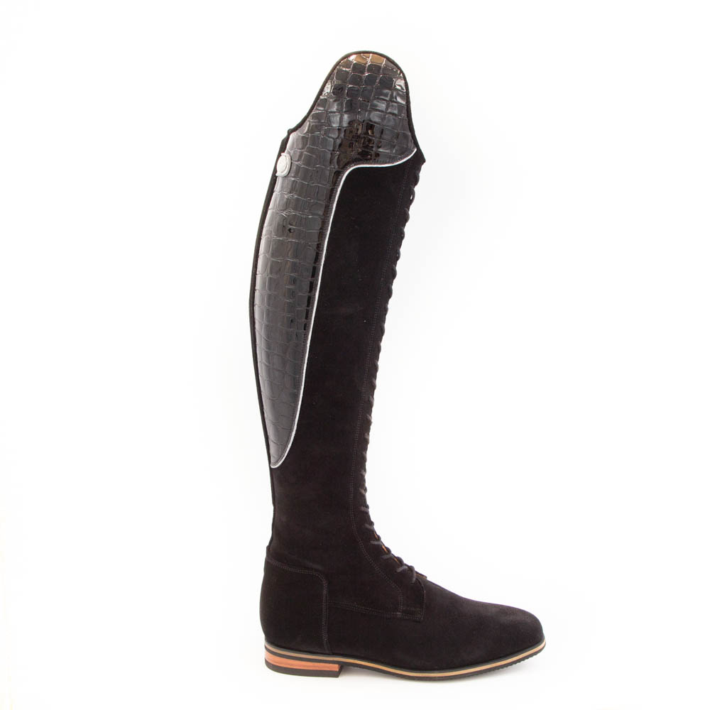 Celeris Dressurstiefel Bia in Wildleder Schwarz / Krokolack Schwarz– Gr. 39 - H49 - W33,5-35 – Bild 2