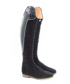 Celeris Dressurstiefel Bia in Wildleder Schwarz / Krokolack Schwarz– Gr. 39 - H49 - W33,5-35